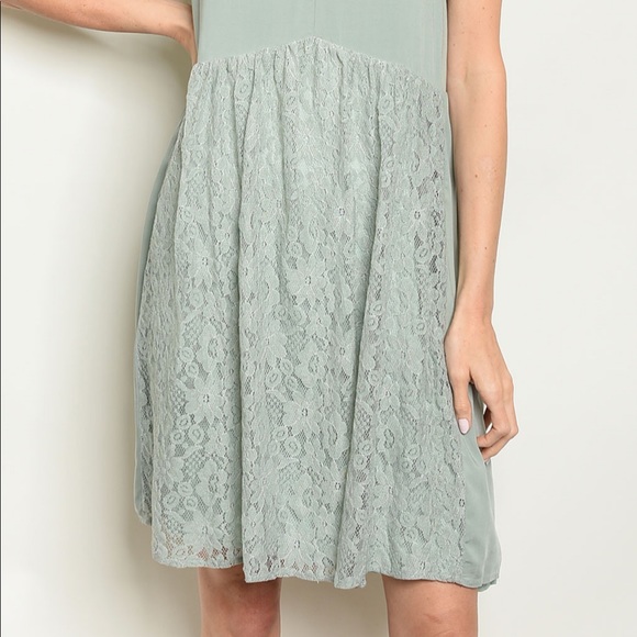 Brand New Sage Green Lace Boho Chic Dress - Picture 5 of 8